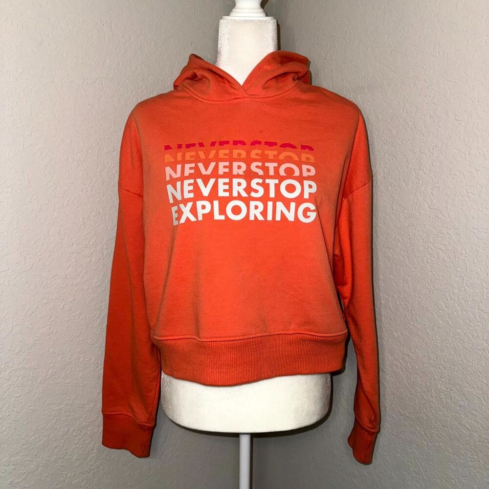 The North Face Hoodie Women's Small Orange Never Stop Exploring Cropped Sweater